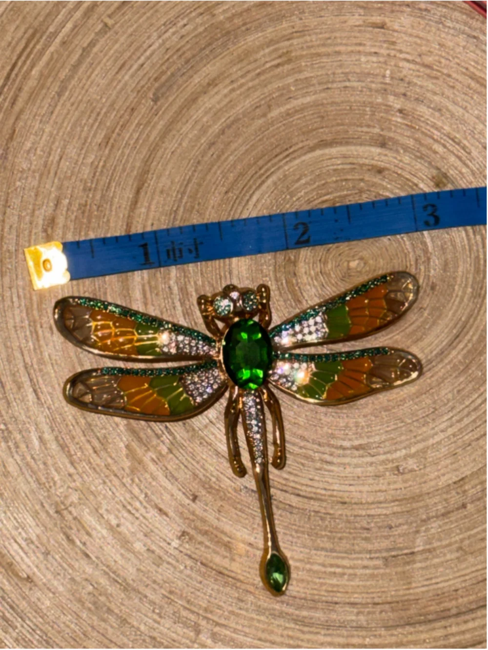 Aura’s Oddities Dragonfly Brooch Green and Gold